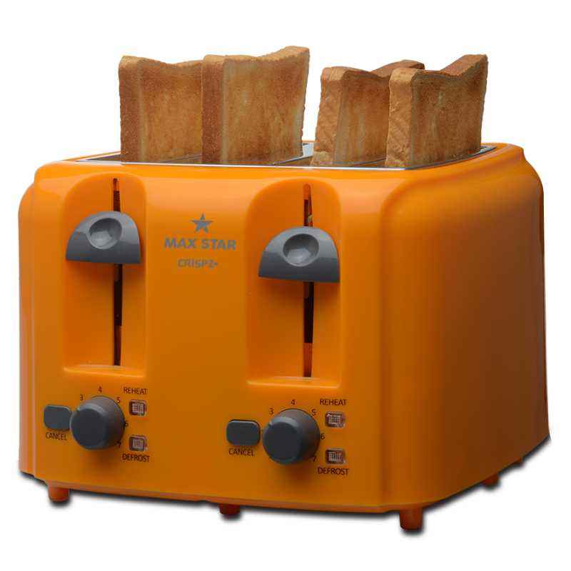 Max Star Crispz+ 4 Slices Pop Up Toaster, PT01