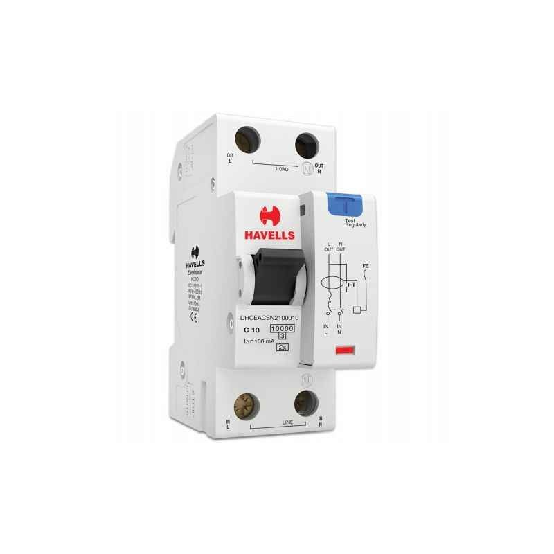 Havells Euro-II 10A SPN A Type RCBO, DHCEACSN2100010