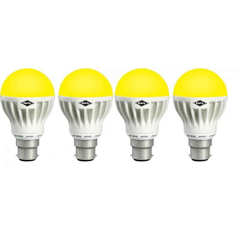 HPL 7W B-22 Yellow GLO LED Bulbs (Pack of 4)