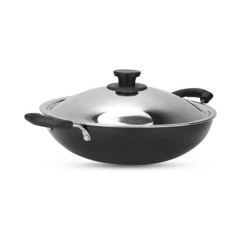 Pigeon 3 Litre Non Stick Aluminium Kadhai with Stainless Steel Lid