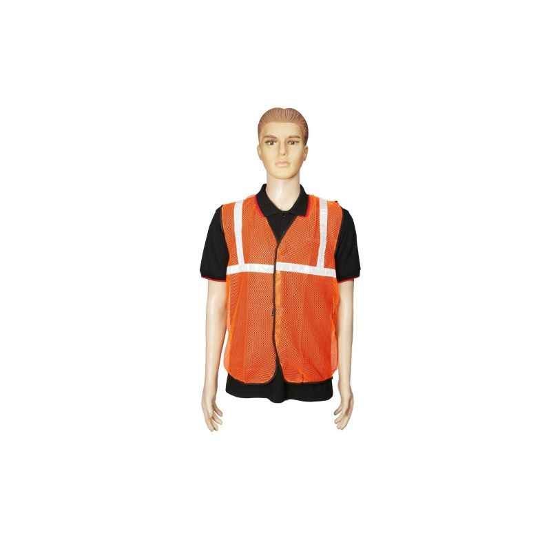 Safari 1 inch Orange Net Reflective Safety Jacket, 60 GSM