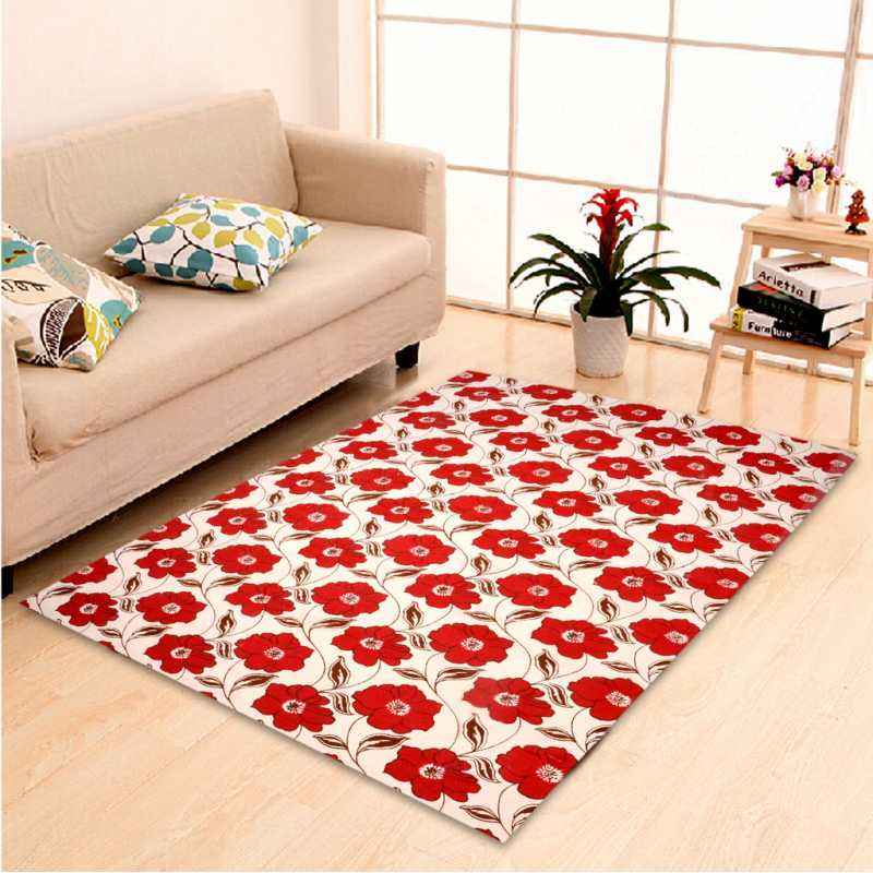 IWS Red Cotton Printed Designer Carpet with Latex Backing, CRT217