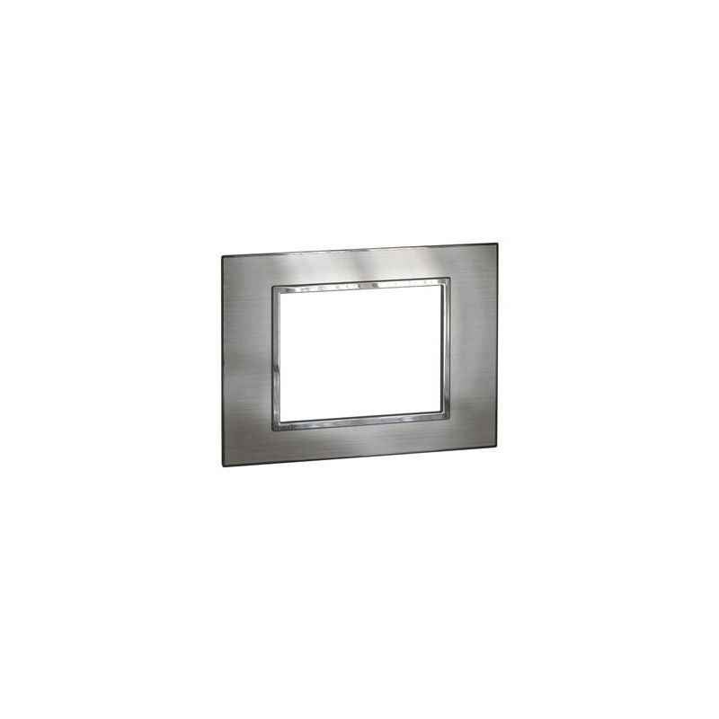 Legrand Arteor 3 Module Stainless Steel Finish Square Cover Plate With Frame, 5757 26