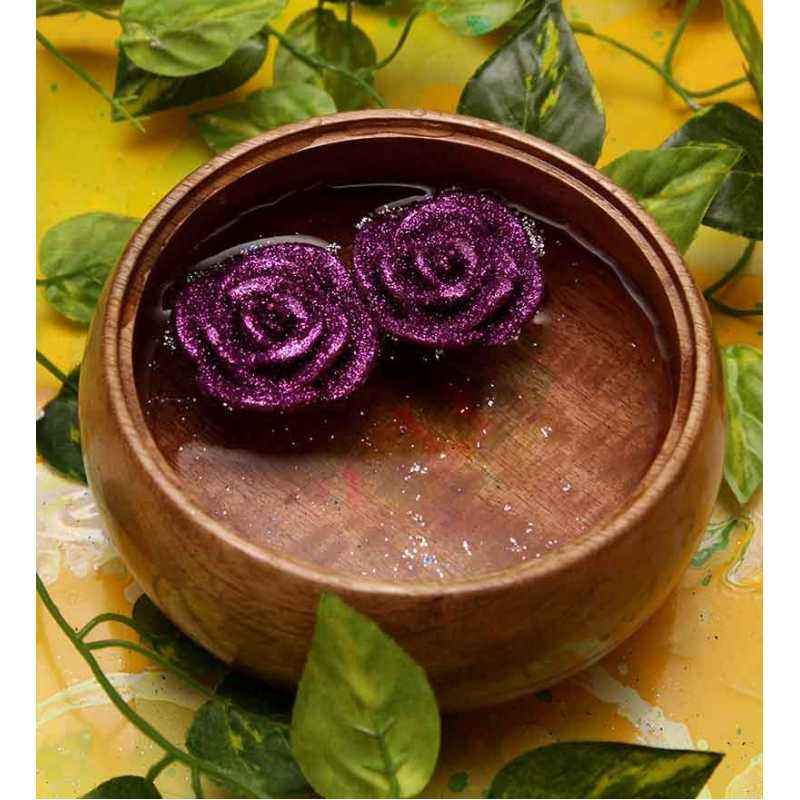 Riflection Purple Decorative Rose Shaped Sparkle Floating Candle, 1275 (Pack of 2)