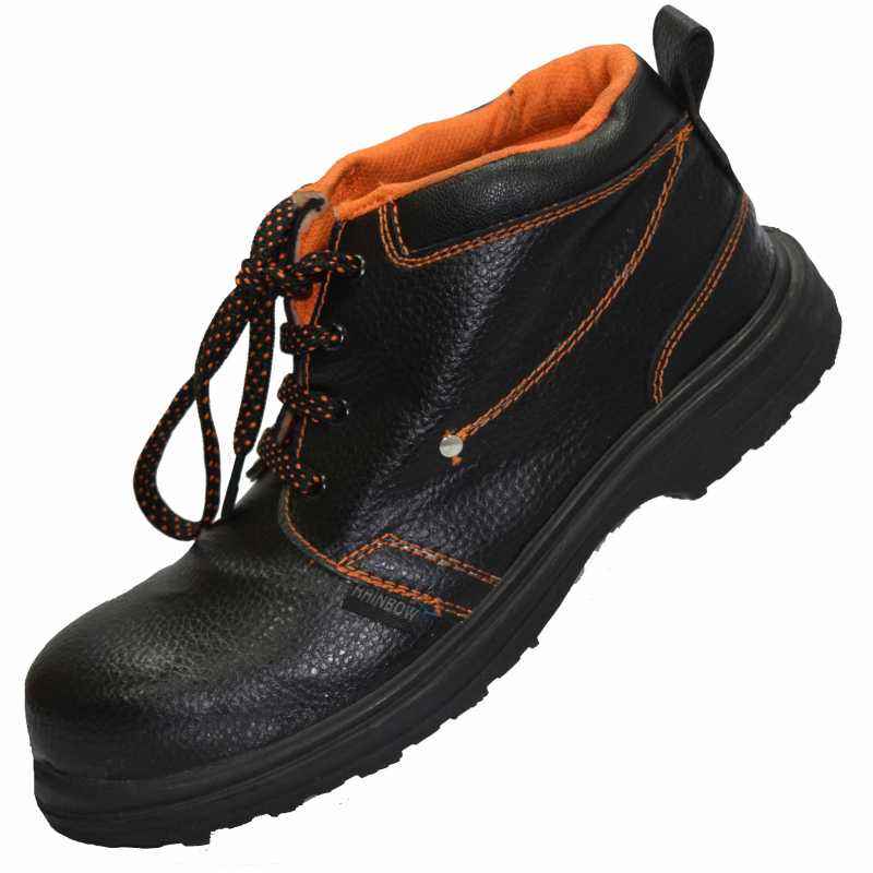 Aktion Rainbow R-501 Black & Orange Steel Toe Work Safety Shoes, Size: 6
