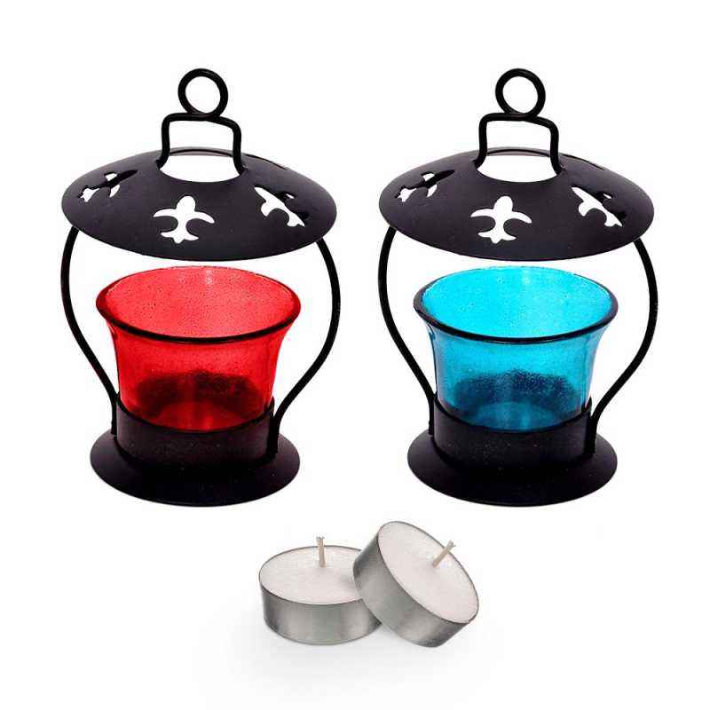Dizionario VH35 Red & Blue Votive Tea Light Candle Holder (Pack of 2)