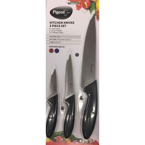 Pigeon 3-Piece Knife Set with Contoured Handle, Utility, Paring & Chef —  CHIMIYA