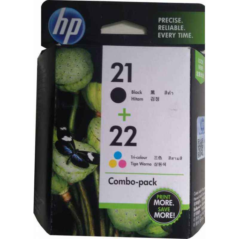 HP 21/22 Combo-Pack Ink Cartridges (Black, Cyan, Magenta, Yellow), CC630AA