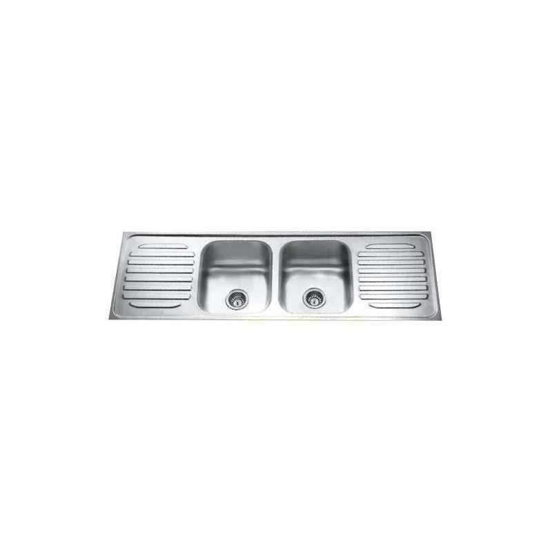 Jayna Venus DBDD 02 Glossy Double Bowl With Double Drain Board Sink, Size: 61 x 20 in