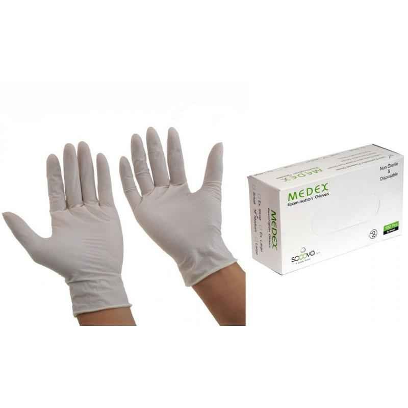 Medex Latex Examination Gloves, Size: Small (Pack of 100)