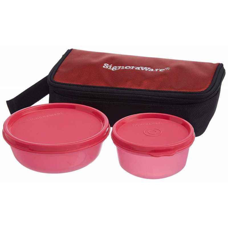 Buy Signoraware Deep Red 700 ml Sleek Lunch with Bag, 531 Online