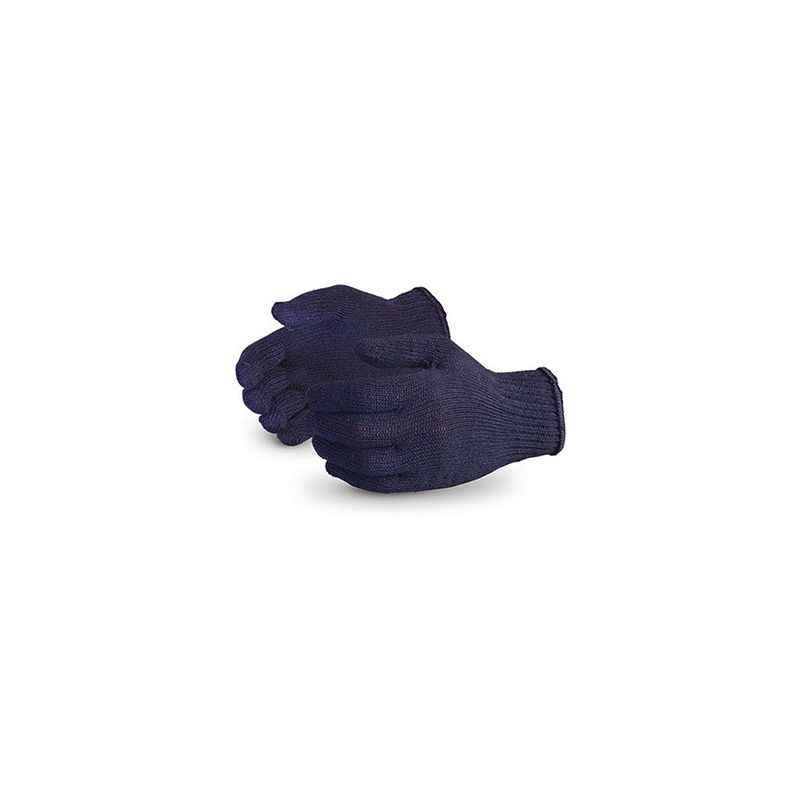 SRJ 70 GSM Blue Cotton Knitted Hand Gloves (Pack of 100)