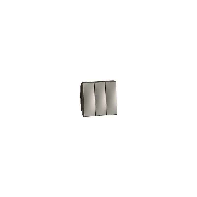 Legrand Arteor 20A 3 Gang 1 Way Square Magnesium Switch, 5725 43
