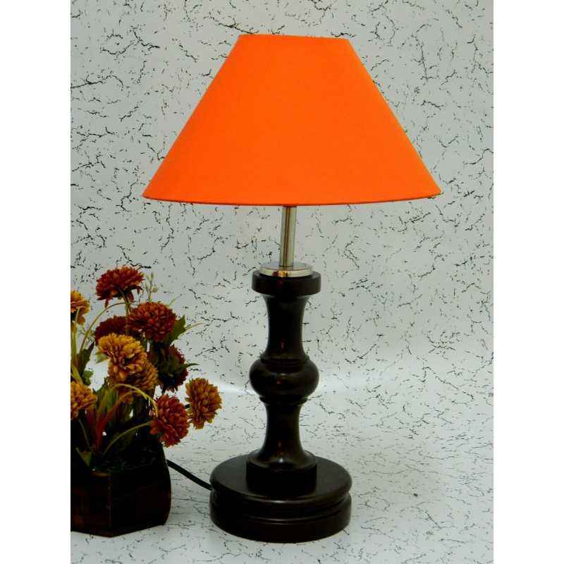 Tucasa Fabulous Wooden Table Lamp with Orange Shade, LG-1048