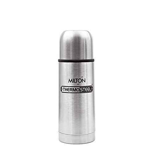 Milton Thermosteel Flip Lid Flask 350, Double Walled Vacuum Insulated Thermos 350 ml | 12 oz | 24 Hours Hot and Cold Water Bottle with Cover, 18/8