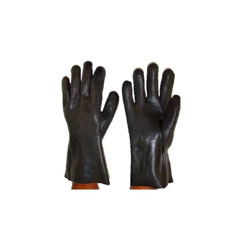 Frontier Black 10 inch Rubber Safety Gloves (Pack of 10)