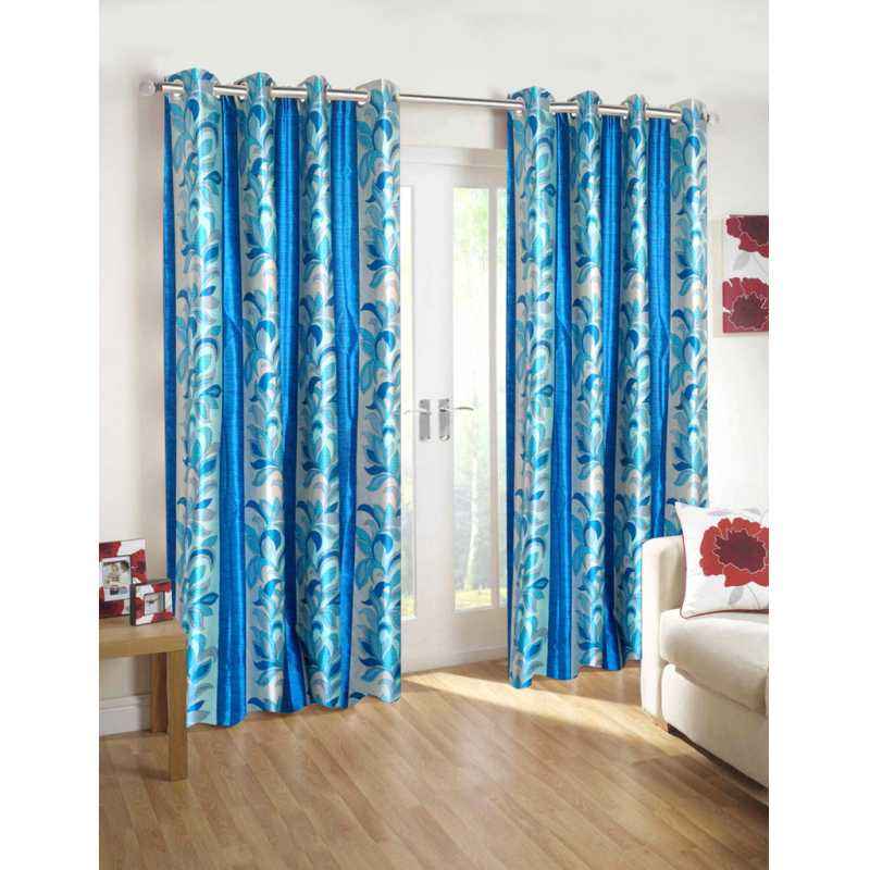 IWS Blue Designer Collection Polyester Eyelet Door Curtain Set, CT646