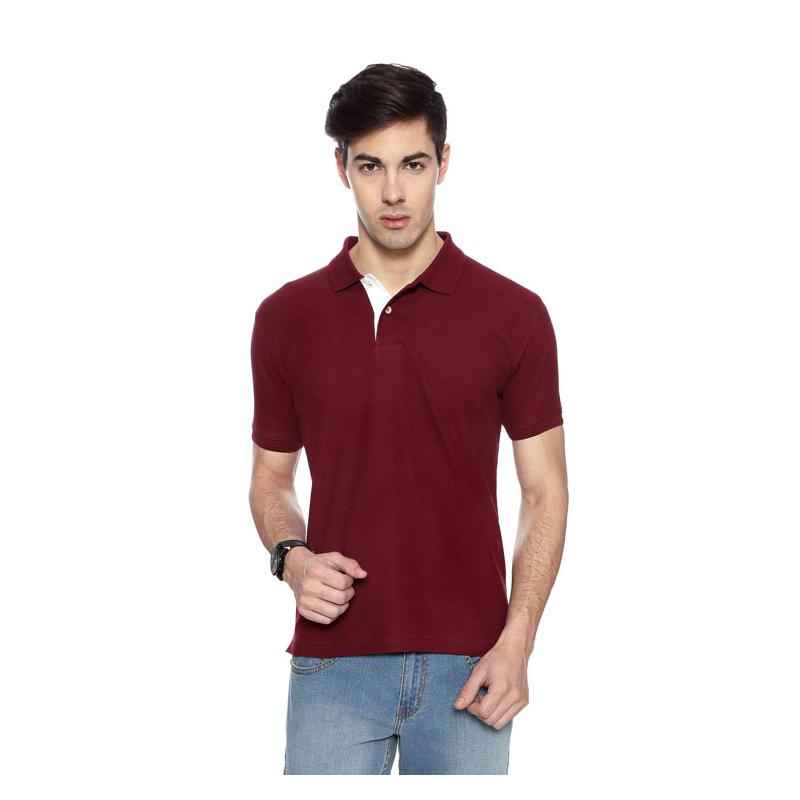 IZOD Maroon Men's/Women's Collared T-shirt with White Placket, Size: S
