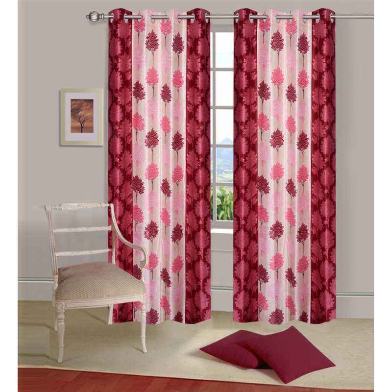 IWS Red Designer Collection Polyester Eyelet Door Curtain Set, CT2027