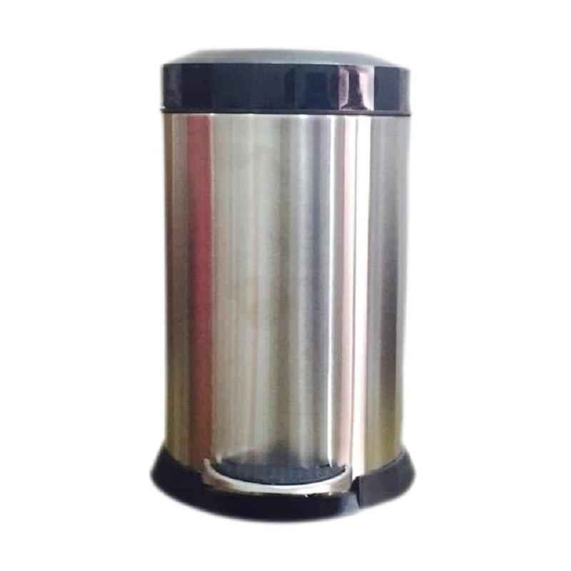 SBS 5 Litre Steel DLX Plain Pedal Bin with Black Plastic LID, Size: 178x280 mm