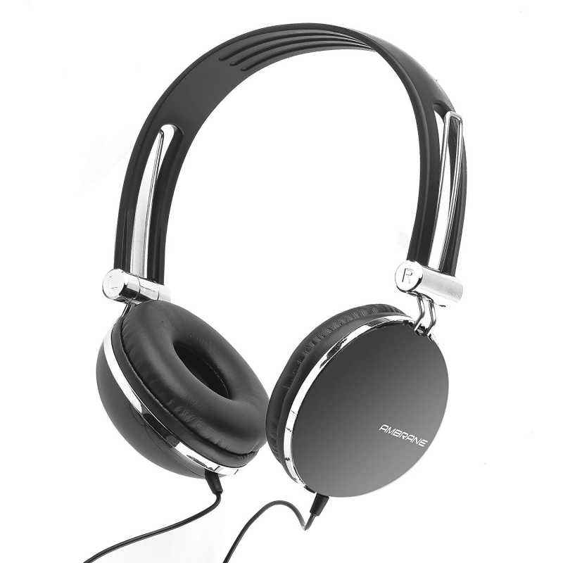 Ambrane Black Multi Function Wired Headphone with Mic, HP-12