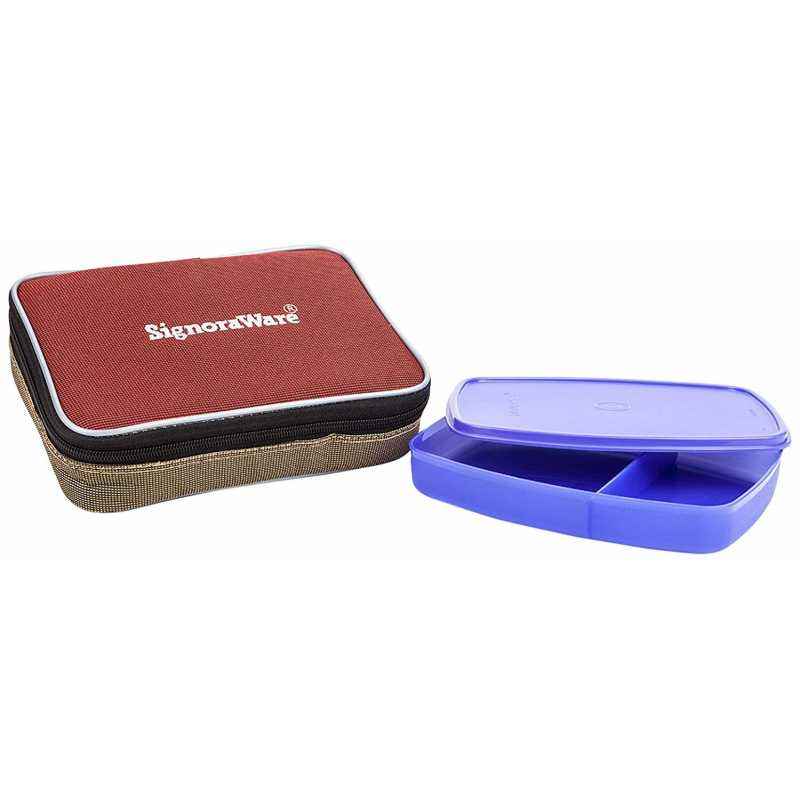 Signoraware Purple 610 ml Slim Lunch Box with Bag, 507