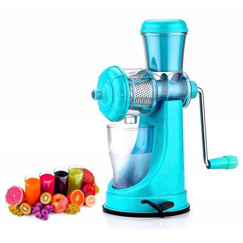 SM Elegant Blue Manual Hand Fruit Juicer with Steel Handle & Vacuum Lock