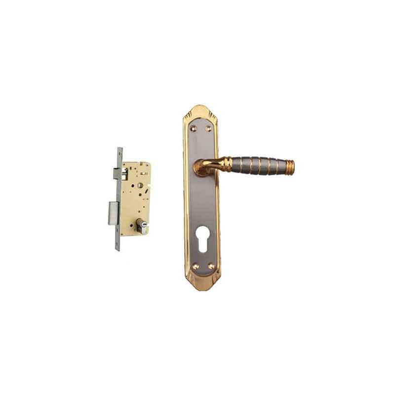 Plaza Tissot Gold Silver Finish Handle with 250mm Pin Cylinder Mortice Lock & 3 Keys