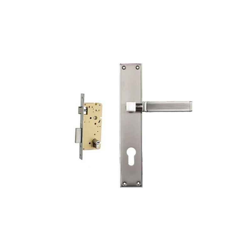 Plaza Pluto Gold Silver Finish Handle with 250mm Pin Cylinder Mortice Lock & 3 Keys