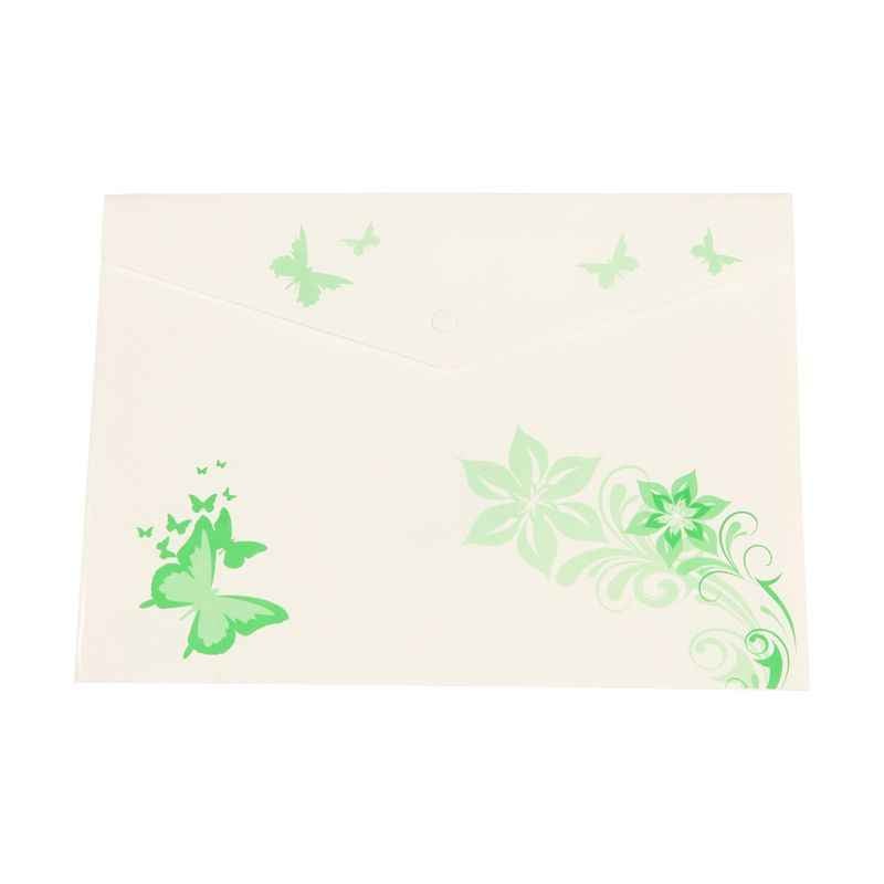 Saya Green Document Bag Clear Bag Butterfly, Dimensions: 340 x 15 x 350 mm, Weight: 30 g (Pack of 12)