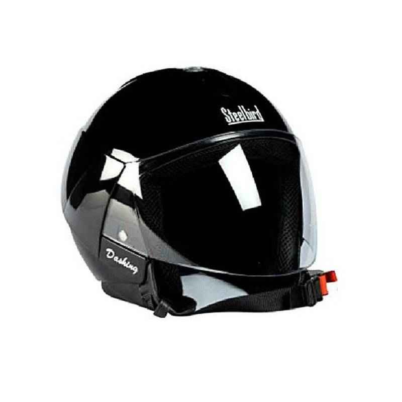 Steelbird SB33 Eve Dashing Black Open Face Helmet, Size: L