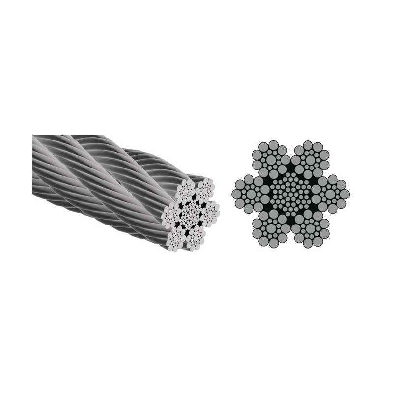 Mahadev 10mm IWRC Ungalvanised Steel Wire Rope, Size 6x19, Length: 50 m