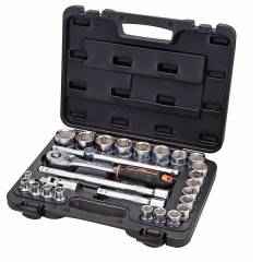Groz 27 Pieces 1/2 Inch Drive Hex Socket Set In Moulded Cases, KIT/SKT/H/1-2/27/UG