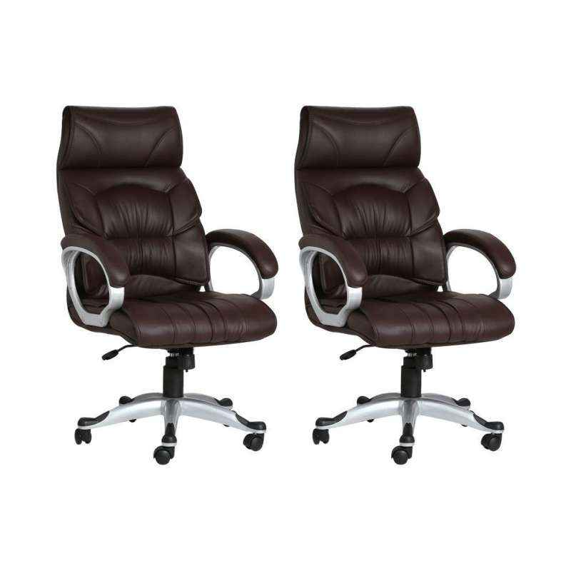 Mezonite High Back Leatherette Brown Meeting Room Office Chair (Pack of 2)
