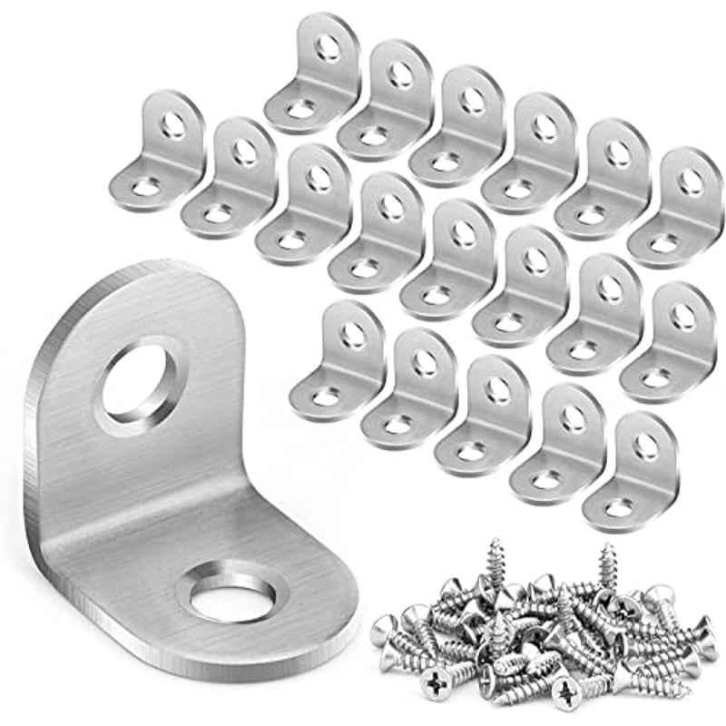 Rubik 20mm Stainless Steel Corner Brace L Shaped Bracket (Pack of 20)