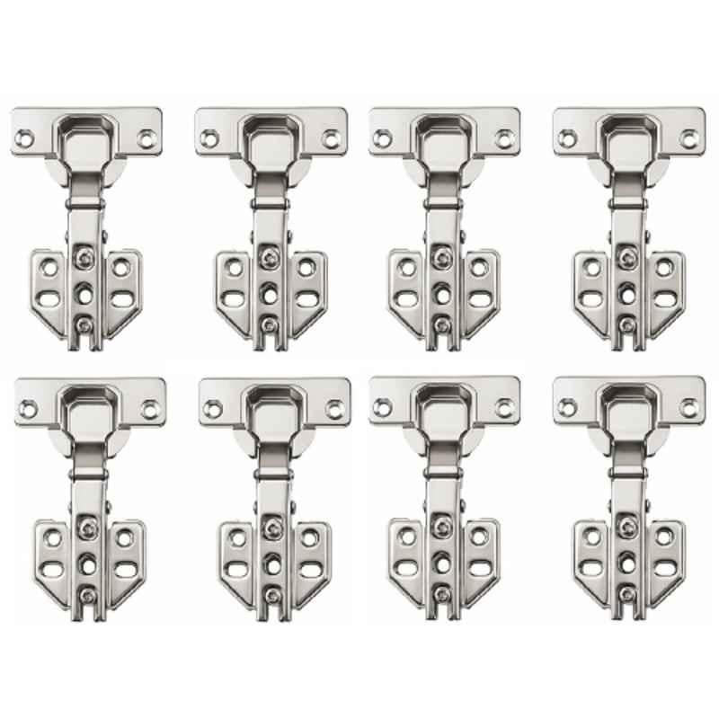 Onmax 8 Pcs 120g Stainless Steel 0 Crank Full Overlay Soft Close Door Hinge Set, SSCH120-0N3