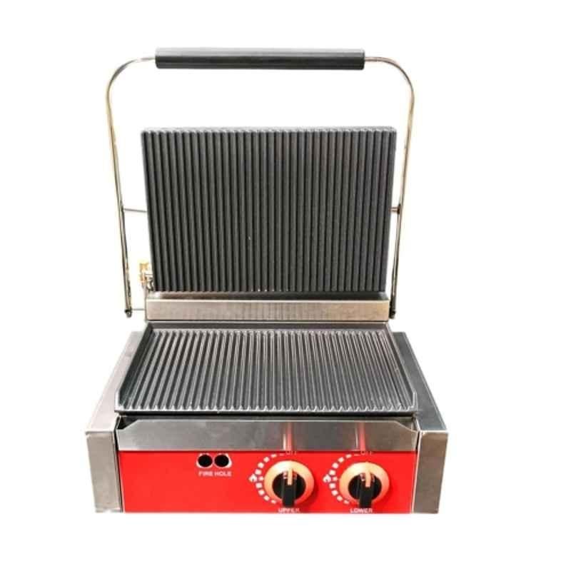 Khushi Udyog 2000W 2 Slice Stainless Steel Silver & Red Jumbo Sandwich Griller