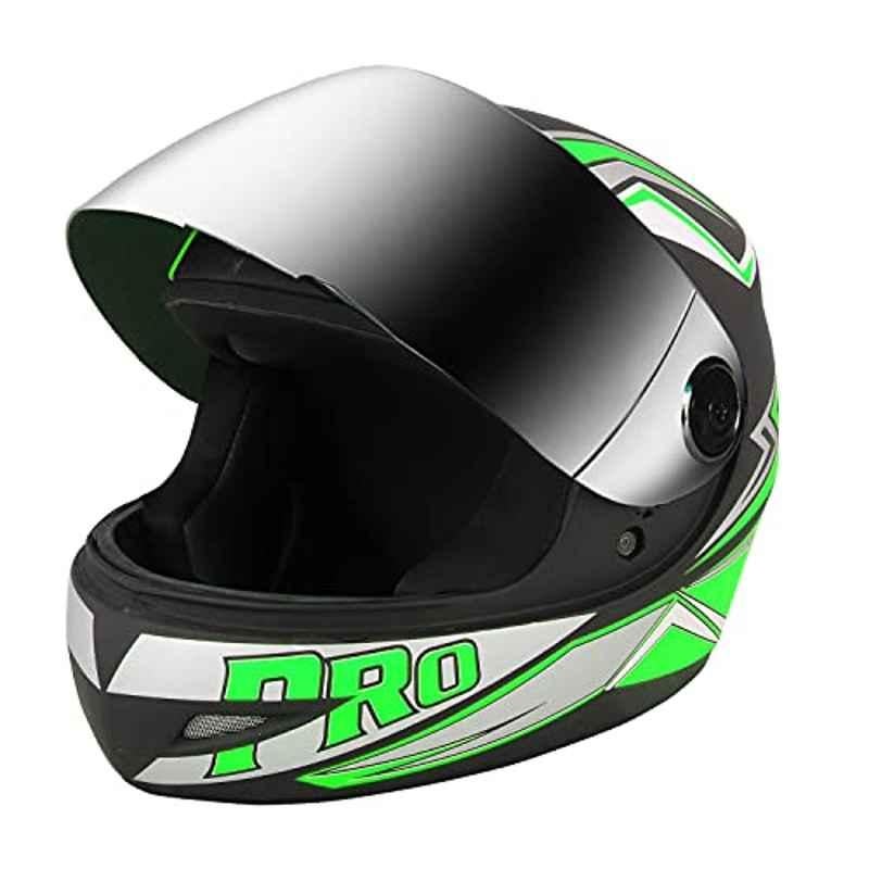 O2 Max Pro Full Face Helmet With Scratch Resistant Mercury Visor, Cross Ventilation & Matte Finish graphics Head Protector For Bike Motorcycle Scooty Mena Riding (P2, Green, M)