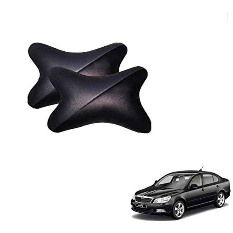 Kozdiko 2 Pcs Memory Foam Grey & Black Car Neck Rest Cushion Pillow Set for Skoda Laura