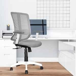 Rose Wave Mesh White & Grey Medium Back Revolving Ergonomic Office Chair