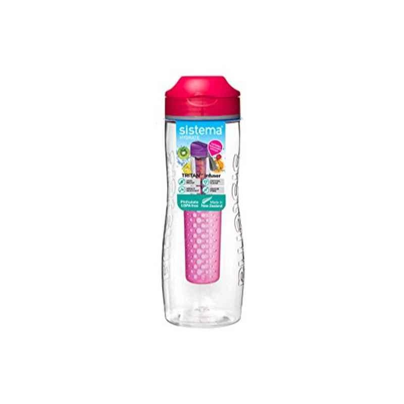 Sistema 27Oz Plastic Pink Hydrate Beverage Water Bottle, 6603
