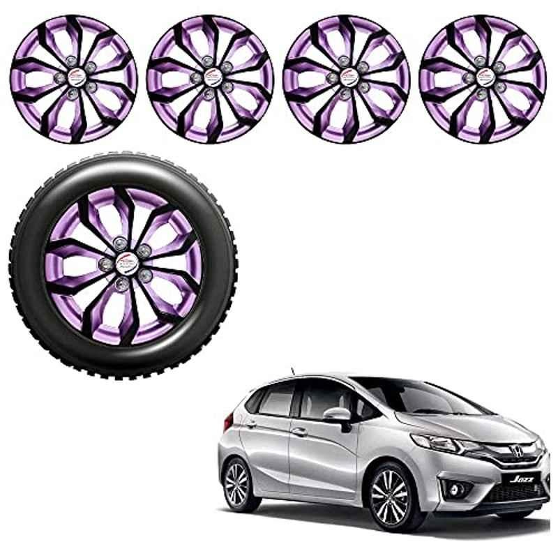 Auto Pearl 4 Pcs 15 inch Black Voilet ABS Press Type Hubcap Wheel Cover Set with Retention Ring for Honda Jazz2015SandVModelOn