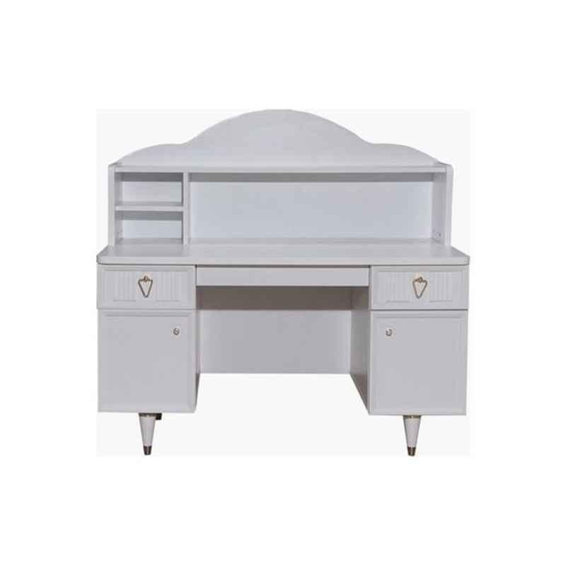 Homebox 132x63x127cm Wood White Orchid Study Desk with Hutch, 162804004