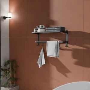 Lorazzo 24 inch Stainless Steel Black Matt Foldable Towel Rack, LRZTR0251S01