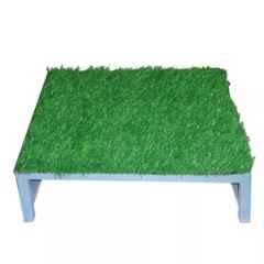 Sanushaa S-141 Dark Slate 42x33x7.4 cm Metal Foot Rest Stool With Removable Plastic Grass Top Sheet