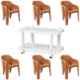 Italica 6 Pcs Polypropylene Camel Luxury Arm Chair & White Table with Wheels Set, 2019-6/9509