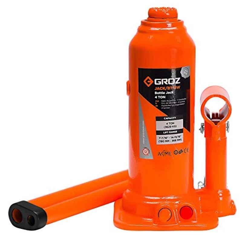 Groz 4 Ton Hydraulic Bottle Jack with Lifting Lever Rod
