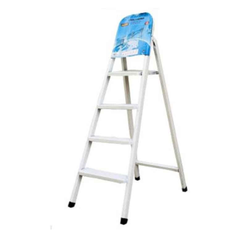 Robustline 4 Step White Heavy Duty Steel Ladder
