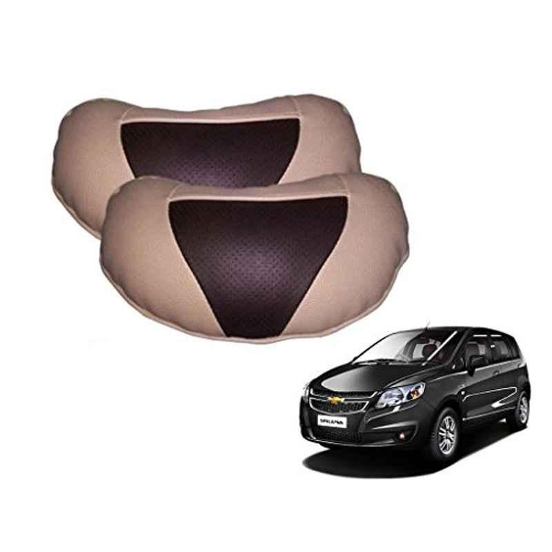 Kozdiko 2 Pcs Brown & Beige Neck Rest Set for Chevrolet UVA, koz_38955