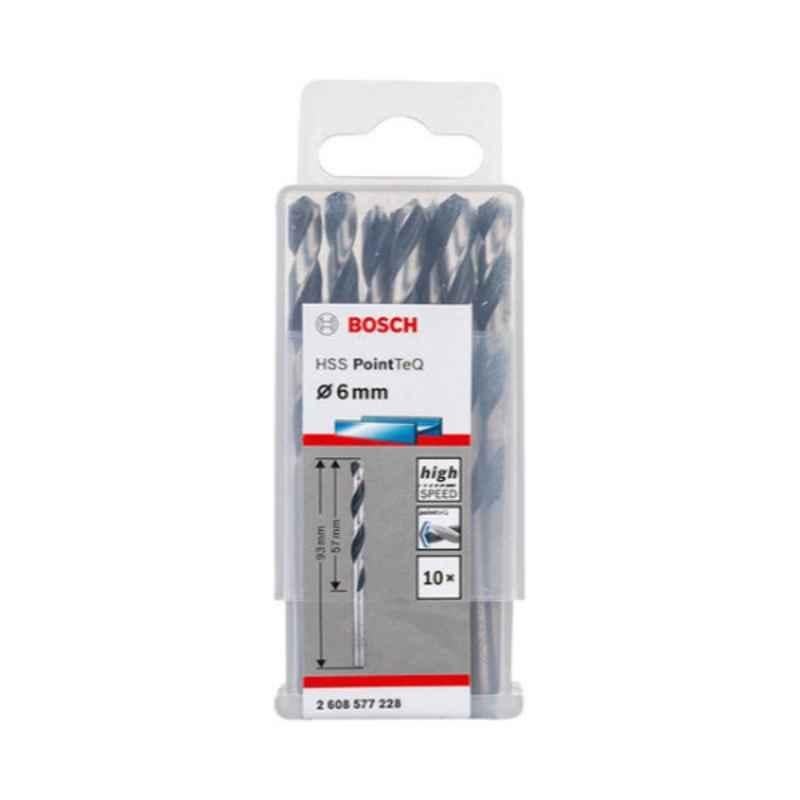 Bosch 10Pcs 6mm HSS Silver Drill Bit Set, 2608577228